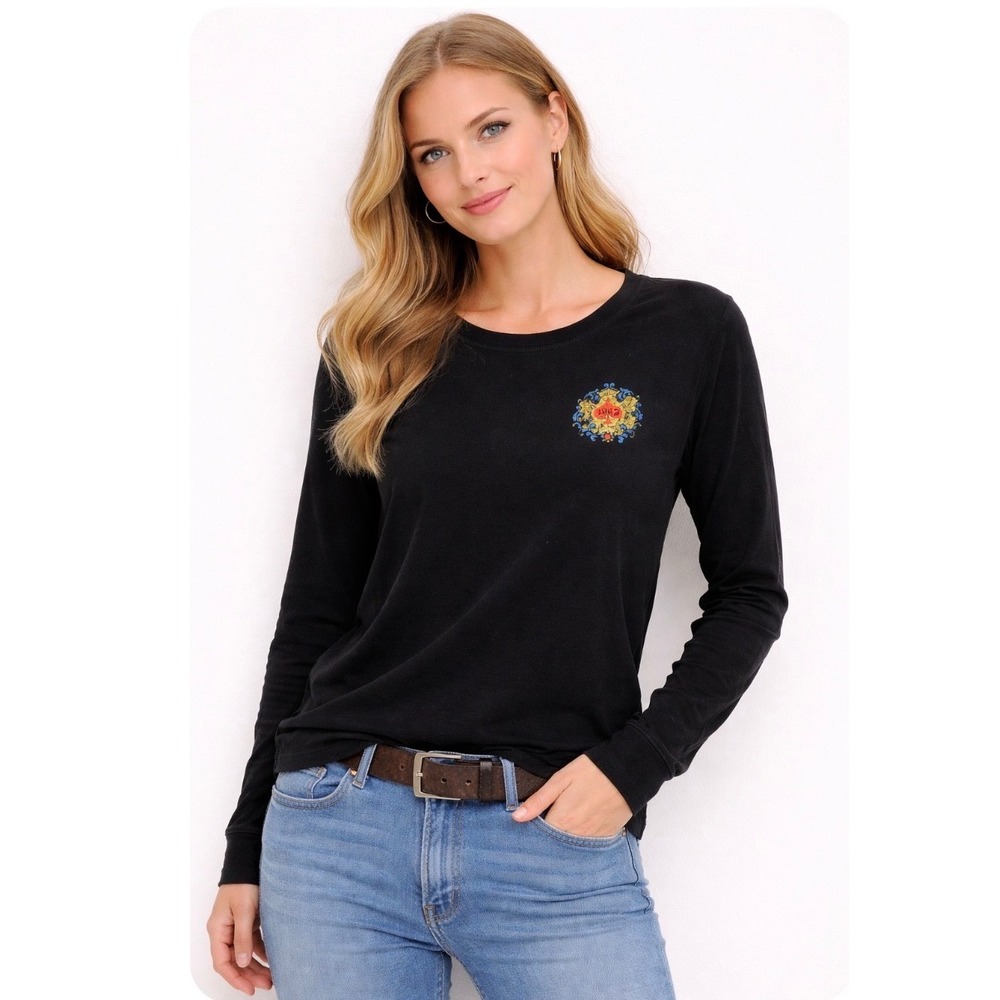 Polo Jeans Ralph Lauren 1967Black Long Sleeve Graphic T-Shirt Queen Spade VTG